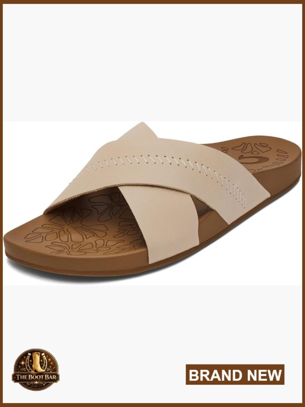 Premium Leather Slide Sandals, Arch Support, Slip On Comfort